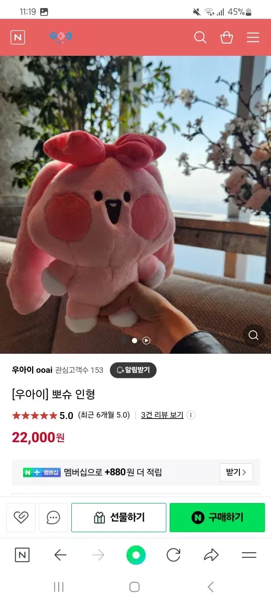 뽀슈 토끼 인형