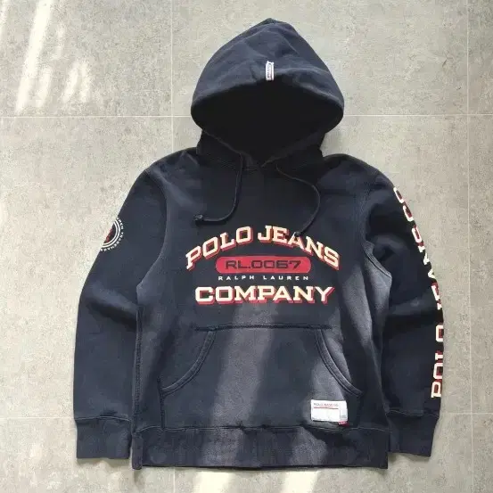 레어)90's polo jeans spell printing hoodie