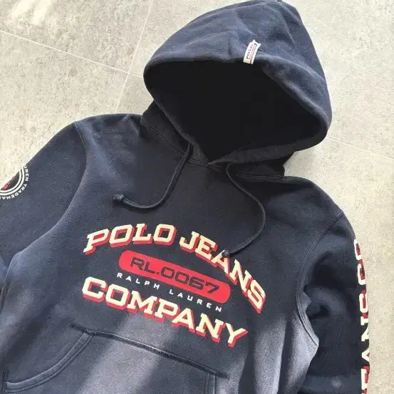 레어)90's polo jeans spell printing hoodie