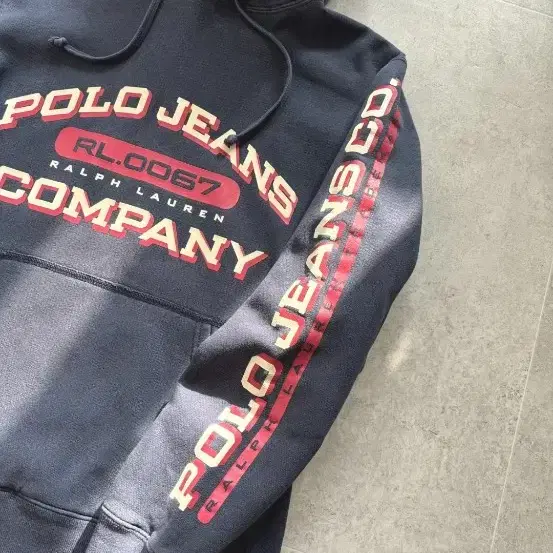 레어)90's polo jeans spell printing hoodie