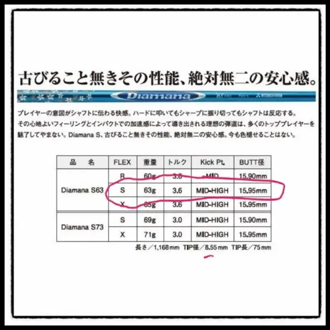 꽃 디아마나 6S 한정판 샤프트 입니다.