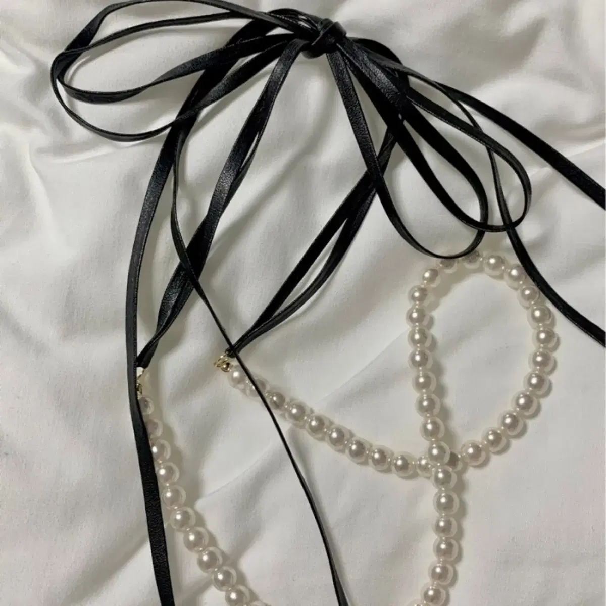 새상품) 진주 리본 벨트 ribbon pearl belt