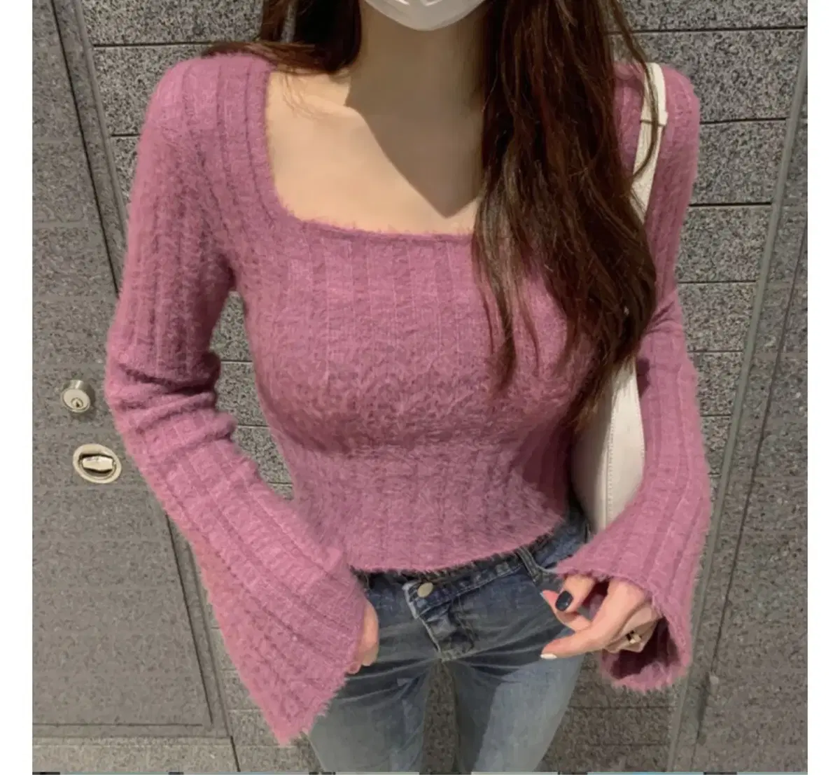 Abby Angora Square Neck Knit