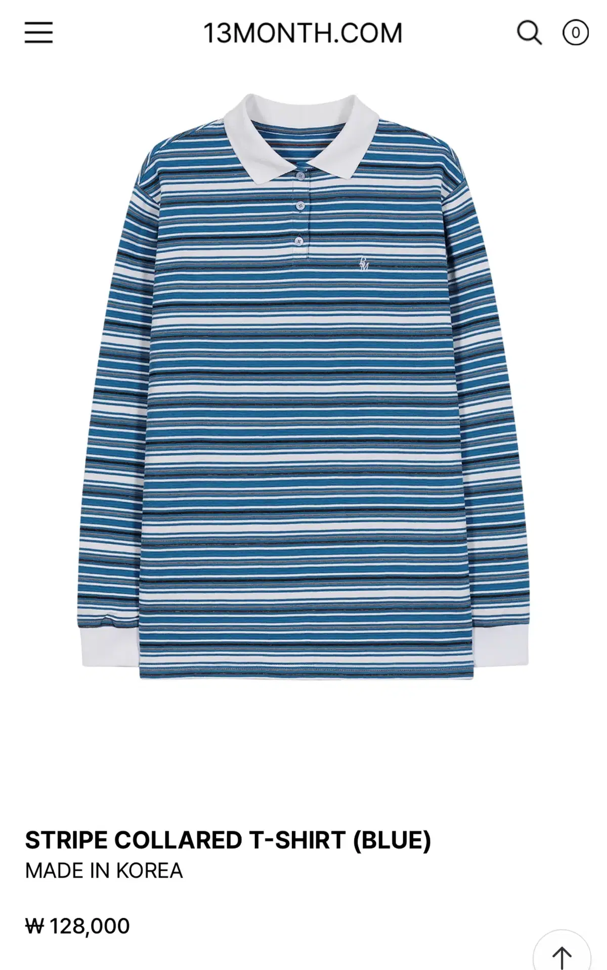 써틴먼스 STRIPE COLLARED T-SHIRT (BLUE)