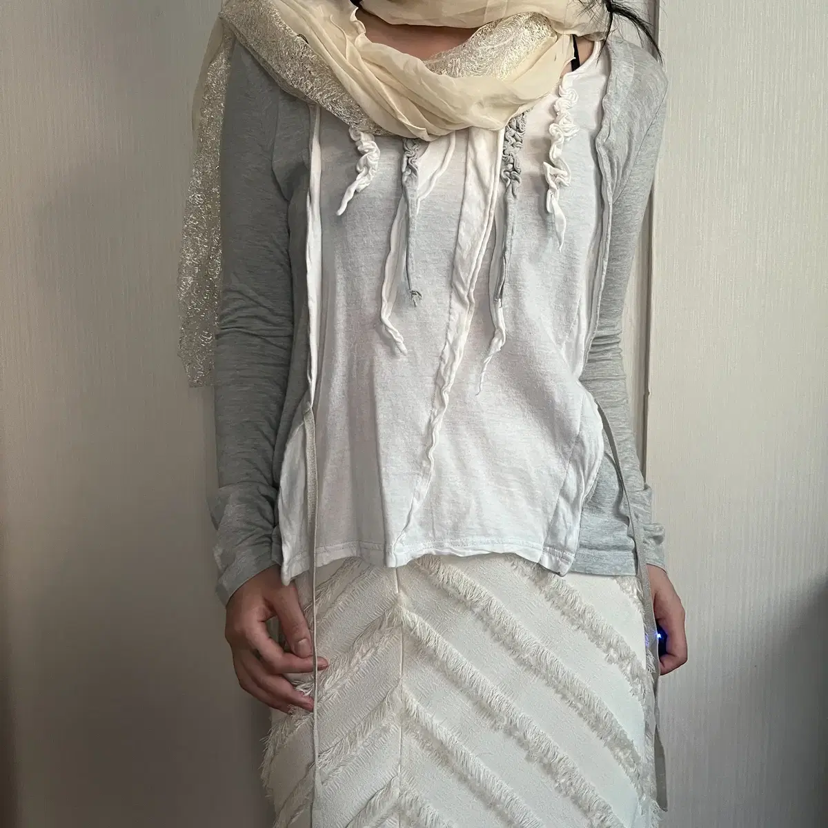 Lace layered scarf