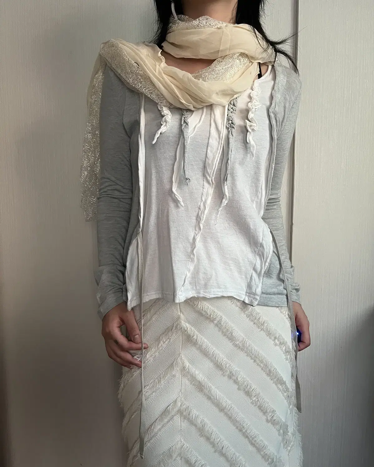 Lace layered scarf