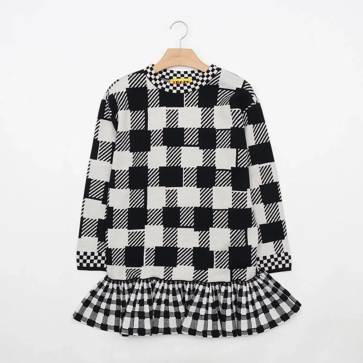 F Lucky Chouette Checked Ruffled Wool ONEPIECE S008