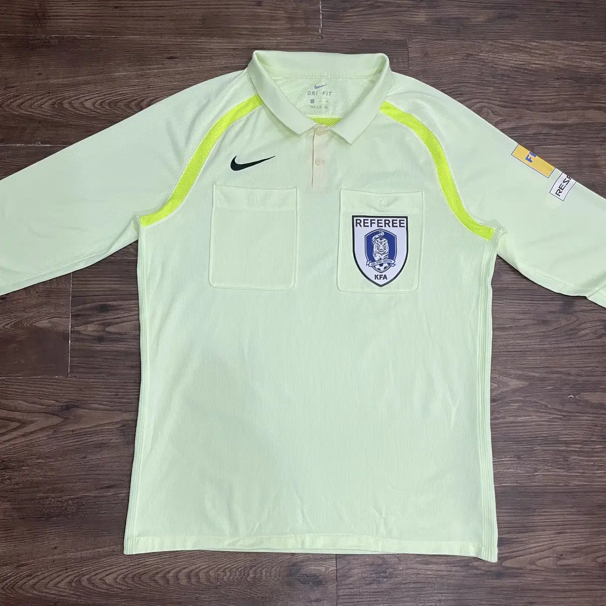 XL 나이키 형광 블록코어 KFA 드라이 레프리 탑 L/S 긴팔 심판복