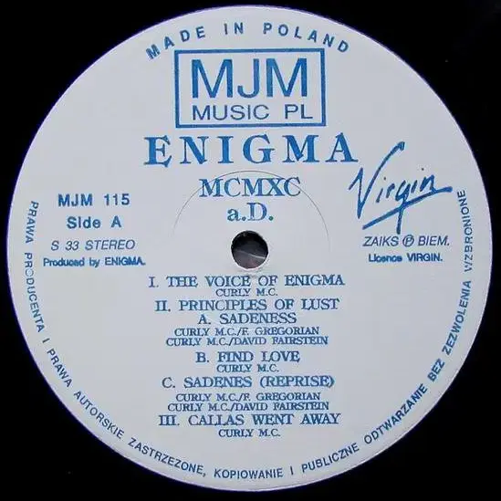 [LP] Enigma - MCMXC a.D. 폴란드반 1991 EX+