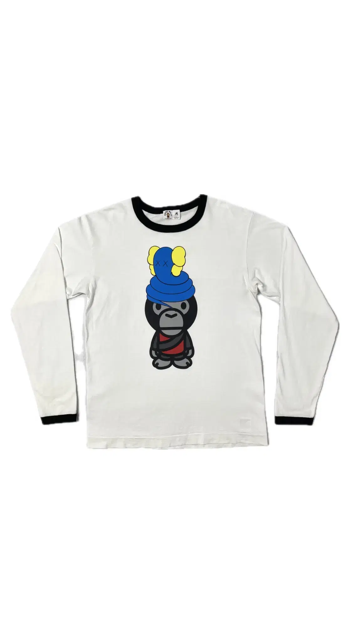 베이프x카우스 bape x kaws 롱슬리브 링거 티셔츠