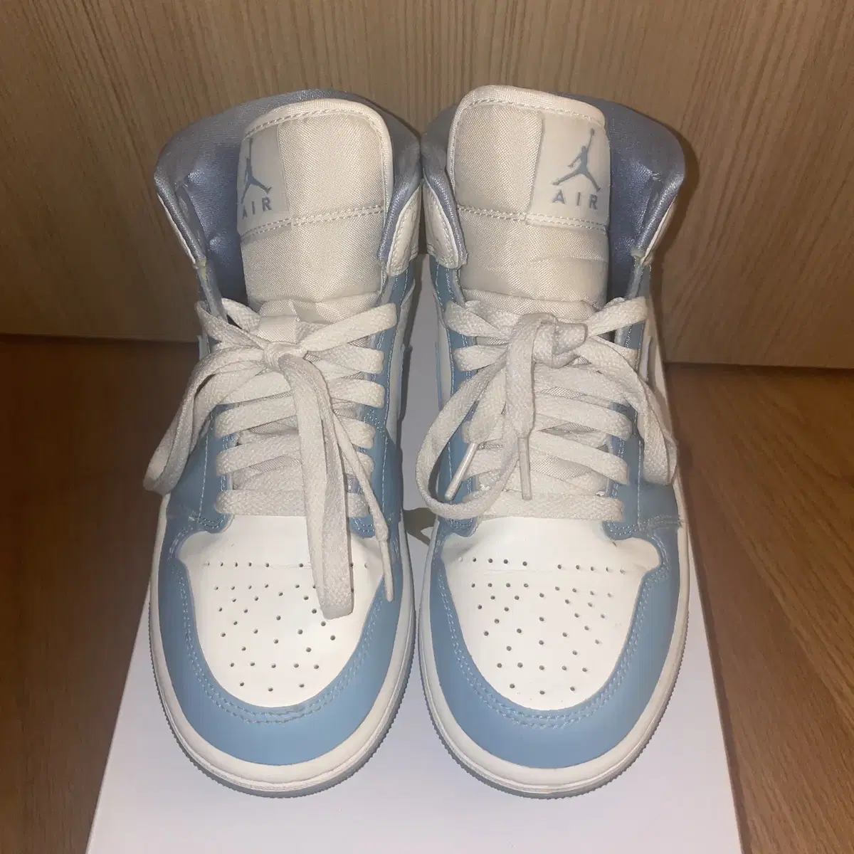 (W) Jordan 1 Mid Sail and Worn Blue 240