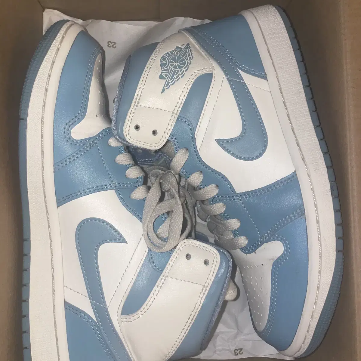 (W) Jordan 1 Mid Sail and Worn Blue 240