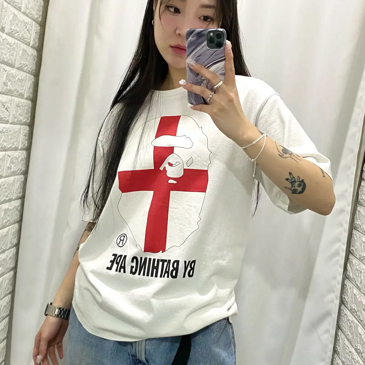 Bape England Flag Big head Tee