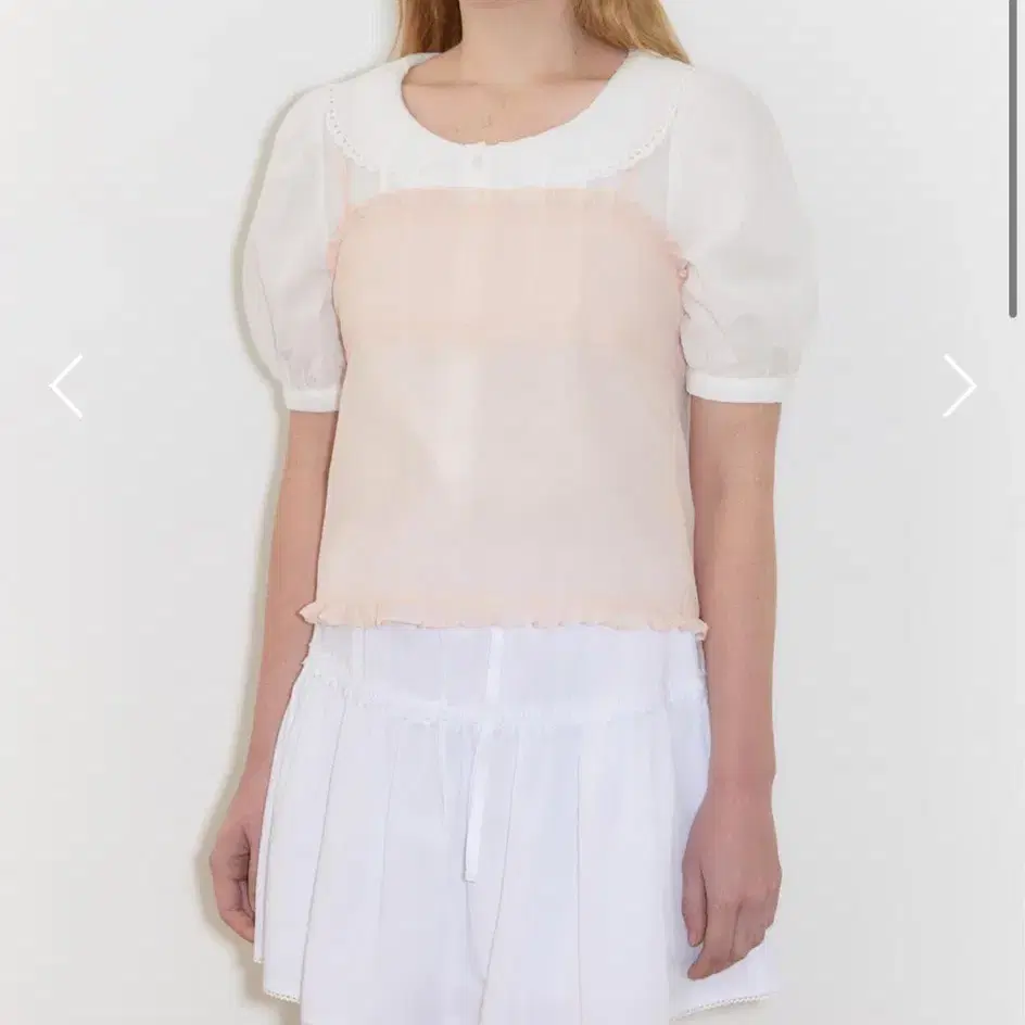 시눈 Layered Frill Blouse Light Pink