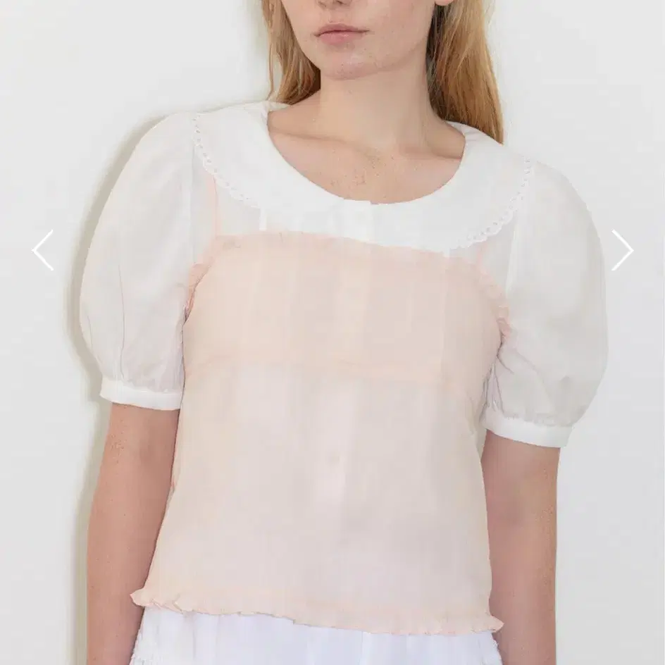 시눈 Layered Frill Blouse Light Pink