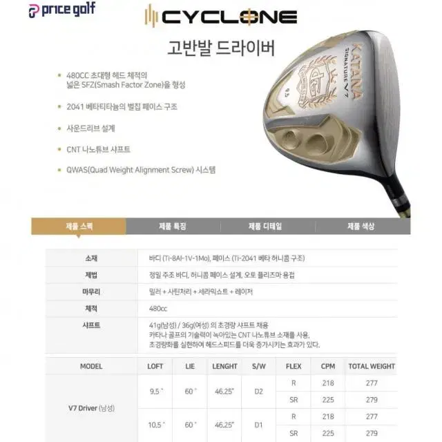 CYCCLON 시그니처 V7 정품 중고 골프채 고반발 드라이버 10...