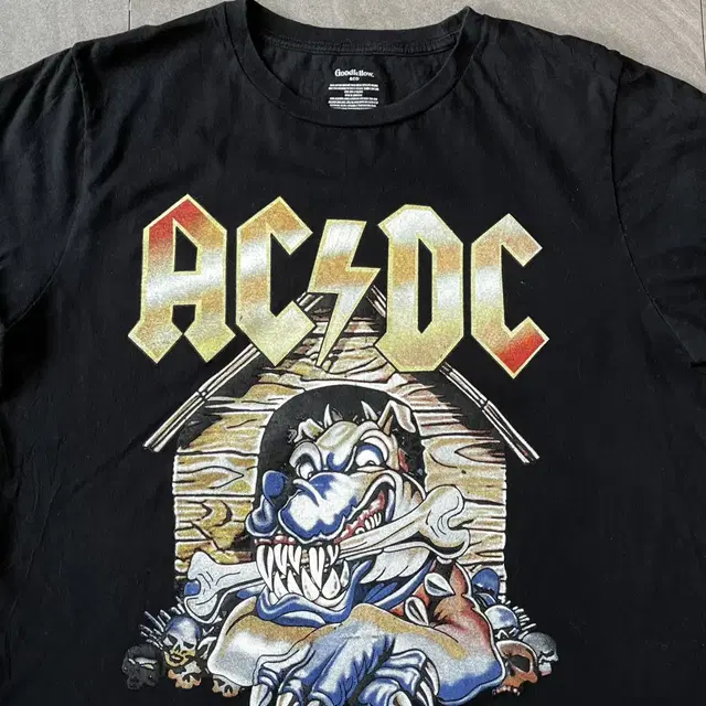 빈티지 블랙 ACDC 락 밴드 티셔츠