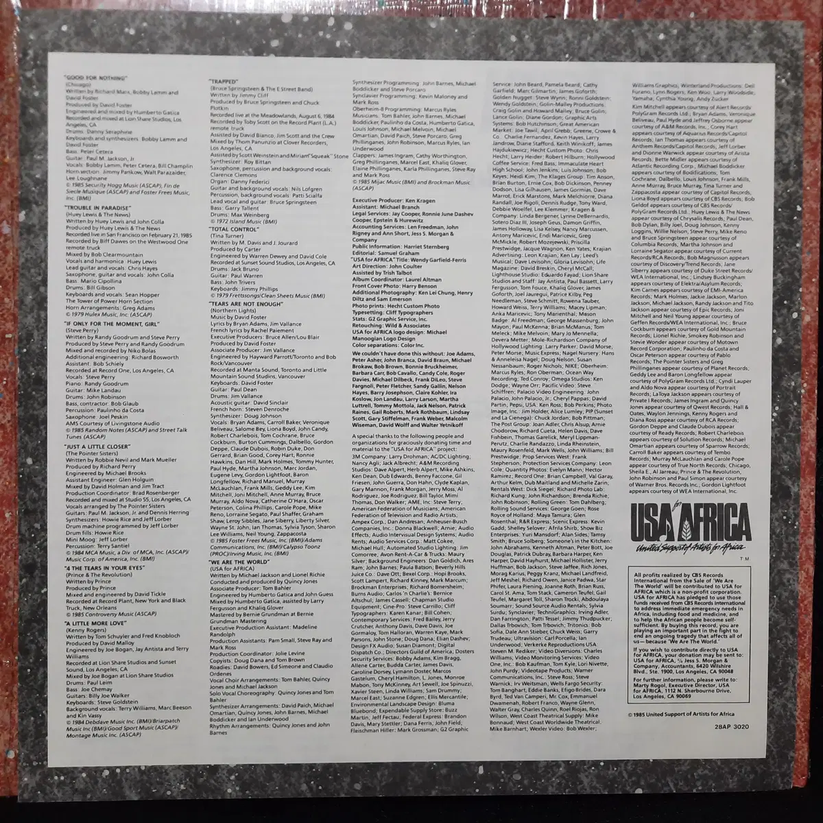 USA for AFRICA WE ARE THE WORLD LP 일본반