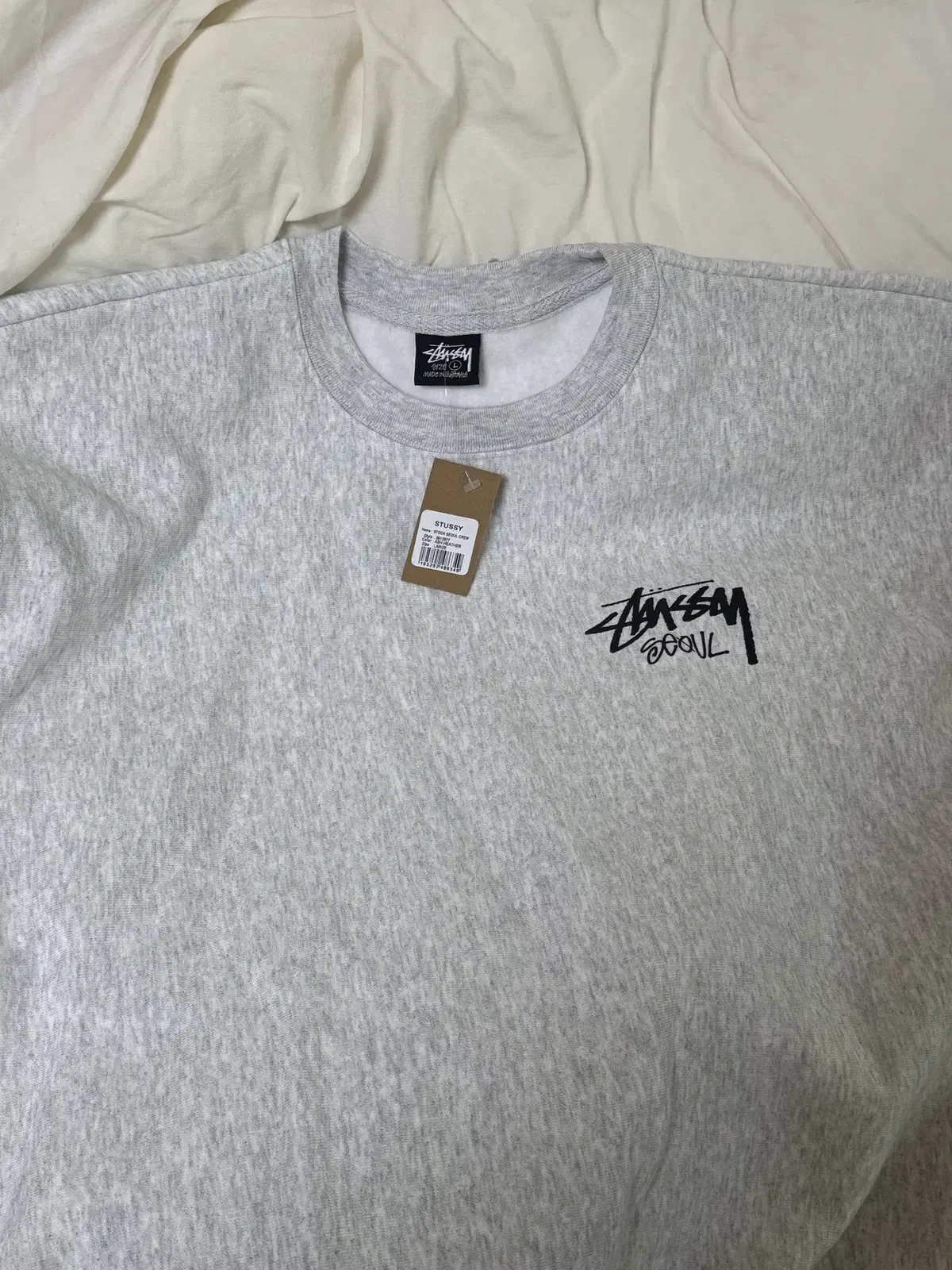 Stussy Seoul Logo Ash Heather Crew Neck Sweatshirt 2024 L New