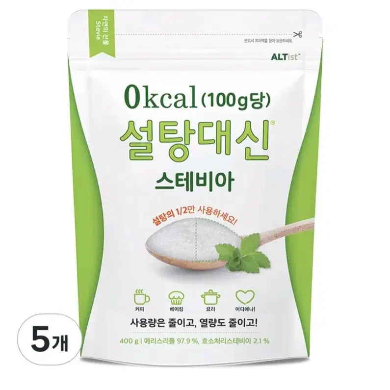 설탕 대신 스테비아 400g 5개 무료배송 저칼로리 다이어트 에리스리톨