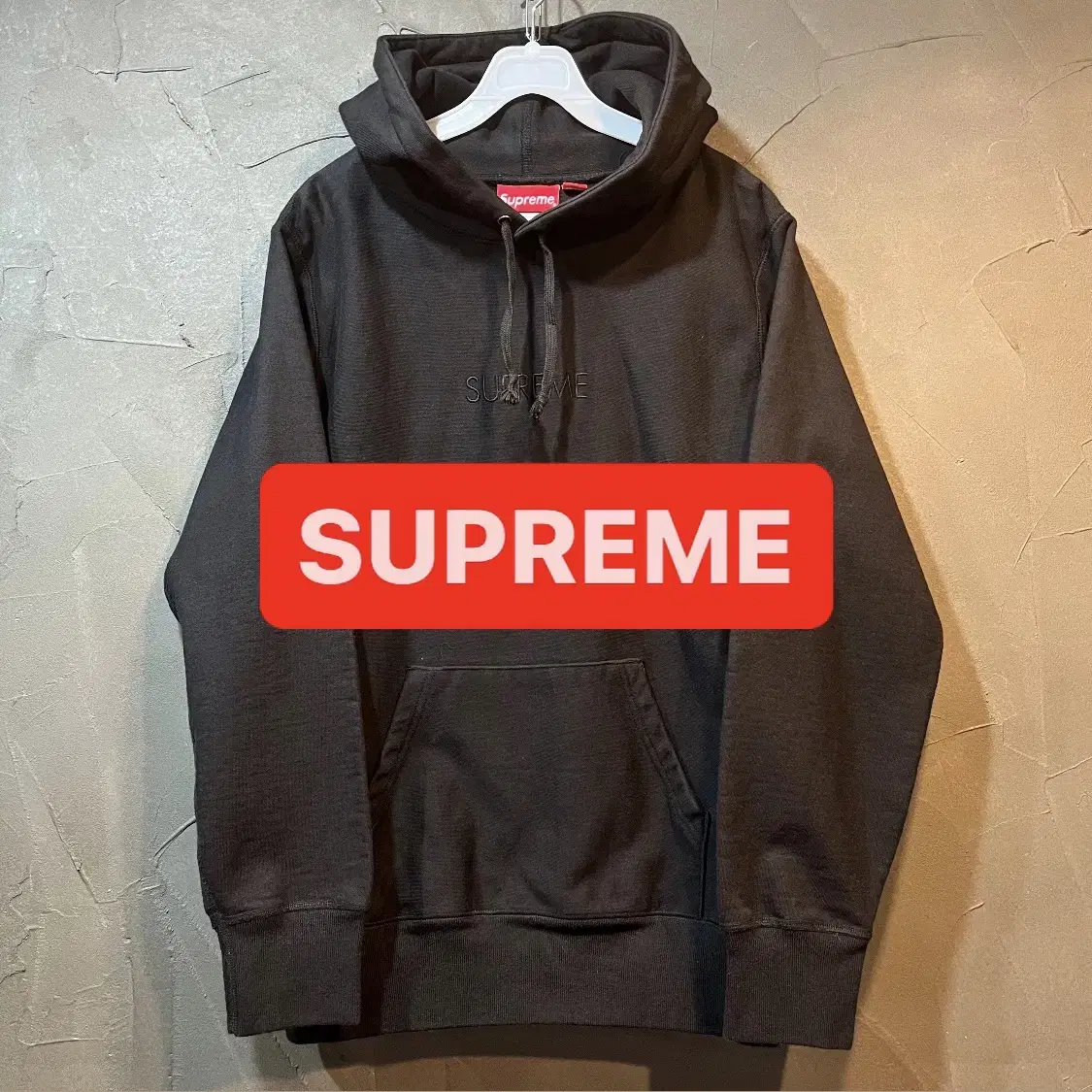 [S] SUPREME 슈프림 베이직 로고 헤비코튼 후드티