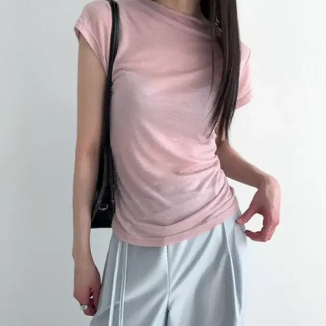 로웨어 see-through tencel half pola tee 검정