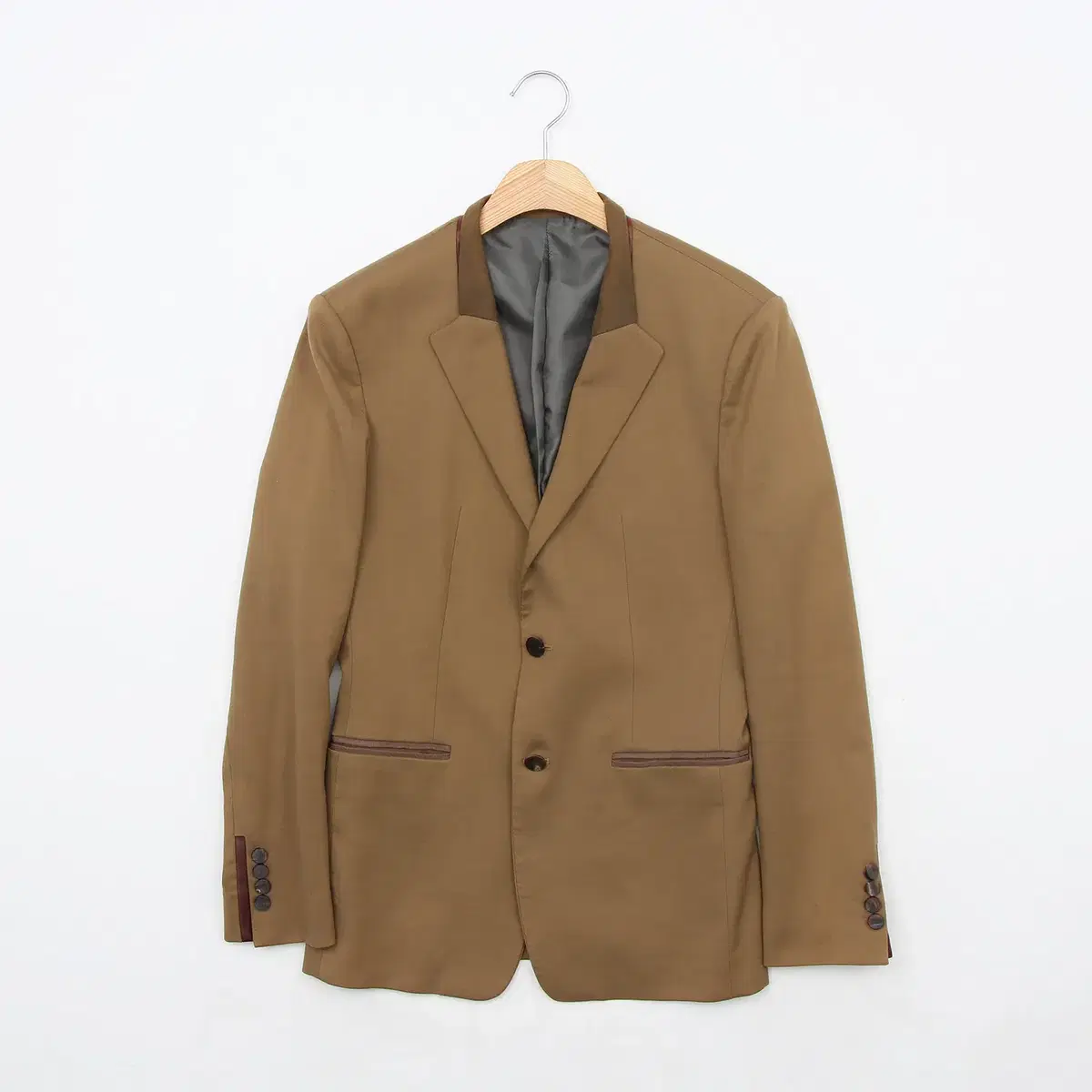 100 System Sheepskin Colorblocked Blazer Jacket S973