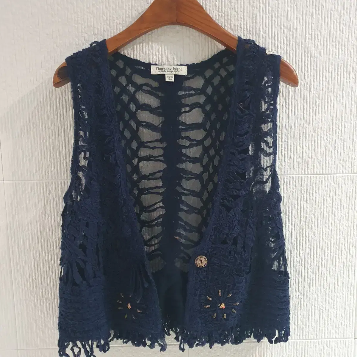 ThirdsDayIsland Knitting Vest Boho Ethnic S