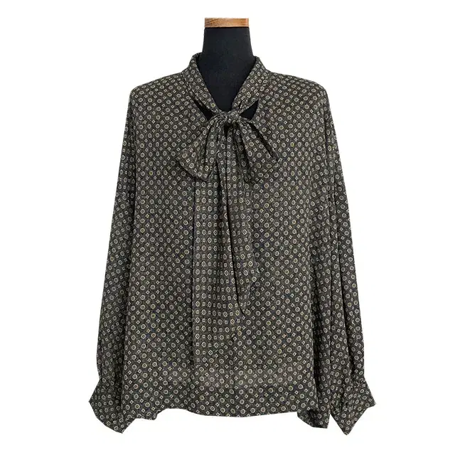 Verti Geometric Pattern Ribbon Scarf Blouse