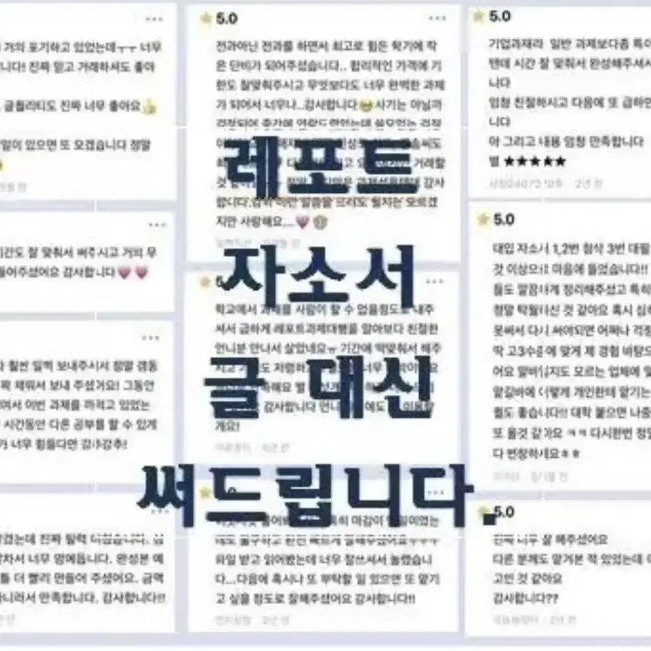 독후감 과제 레포트 자소서 대필