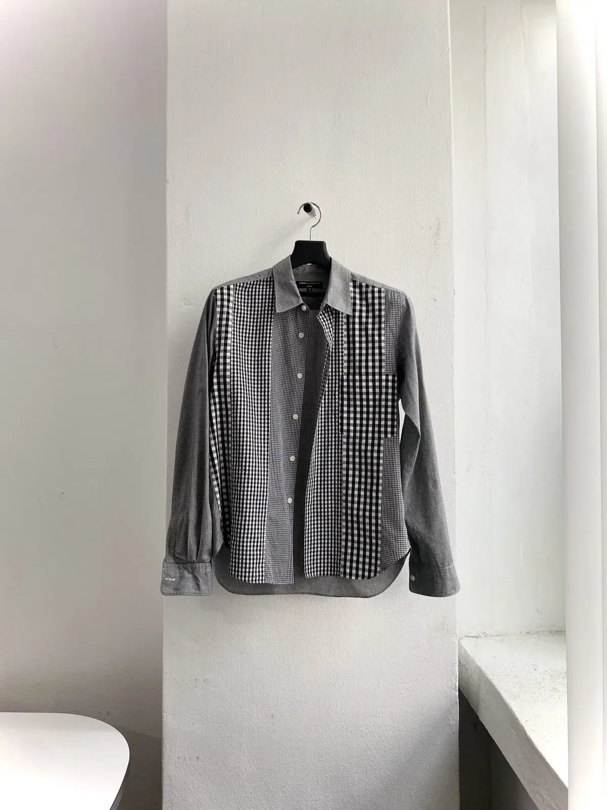 Comme des Garçons Song Homme Gingham Gray Patchwork Shirt