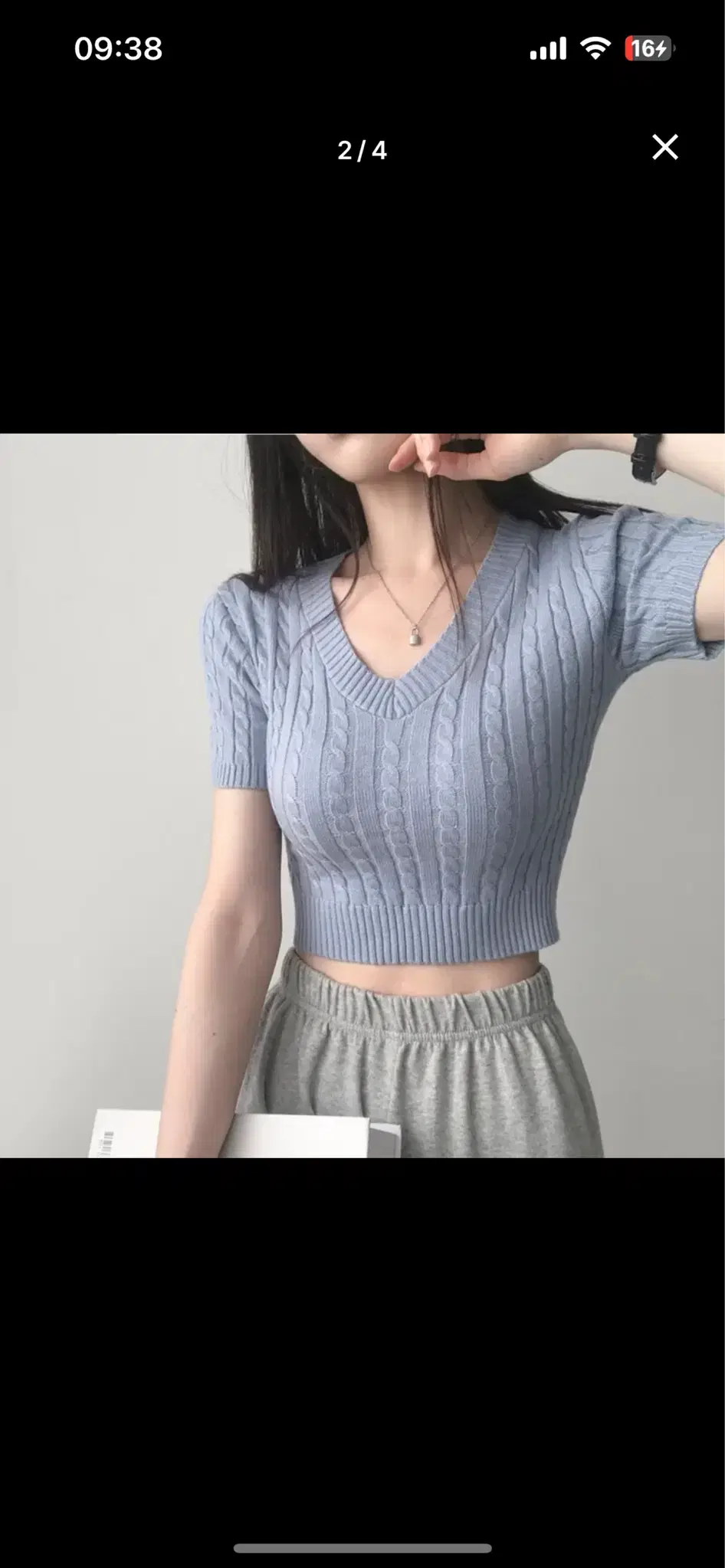 Able V-Neck Crop Short Sleeve Knit