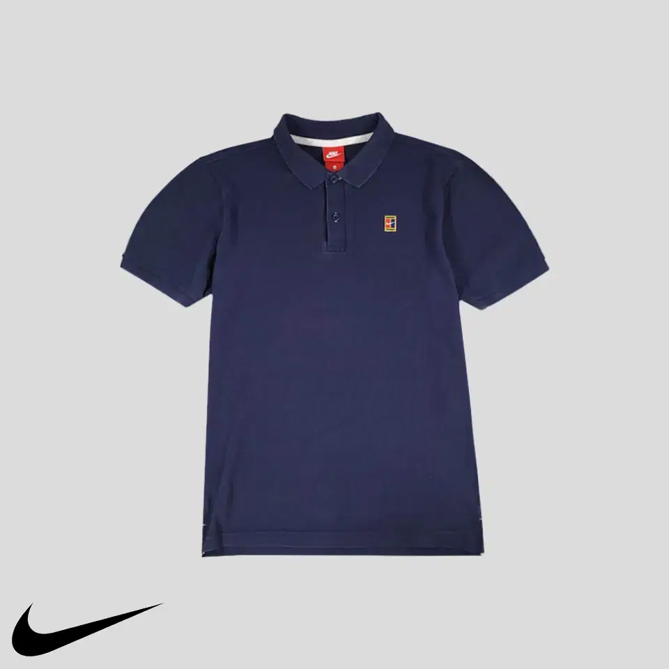 Nike Navy Tennis Heritage PK Pique Karaneck Short Sleeve T-Shirt S