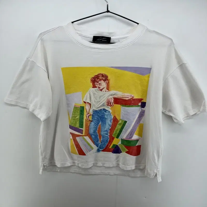 95 Geosongio Overfit White Short Sleeve T-Shirt Vintage B-Grade StainZone