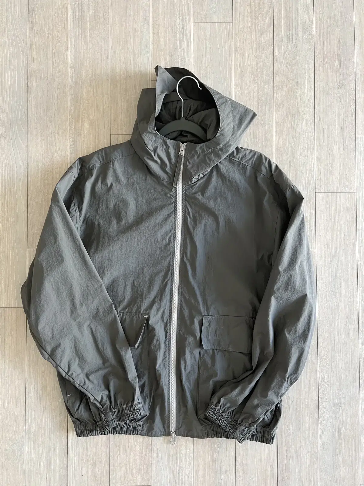 [S] Hollisun Nylon Hooded Zip-up Jacket Dark Grey