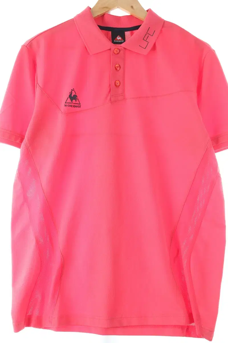 (L-XL) Le Coq Vahn Short-Sleeved kara T-Shirt Pink Functional Golf-CF19