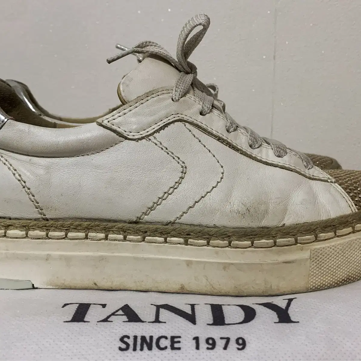 탠디 Tandy 화이트 가죽 캐주얼 빈티지 스니커즈 운동화 235