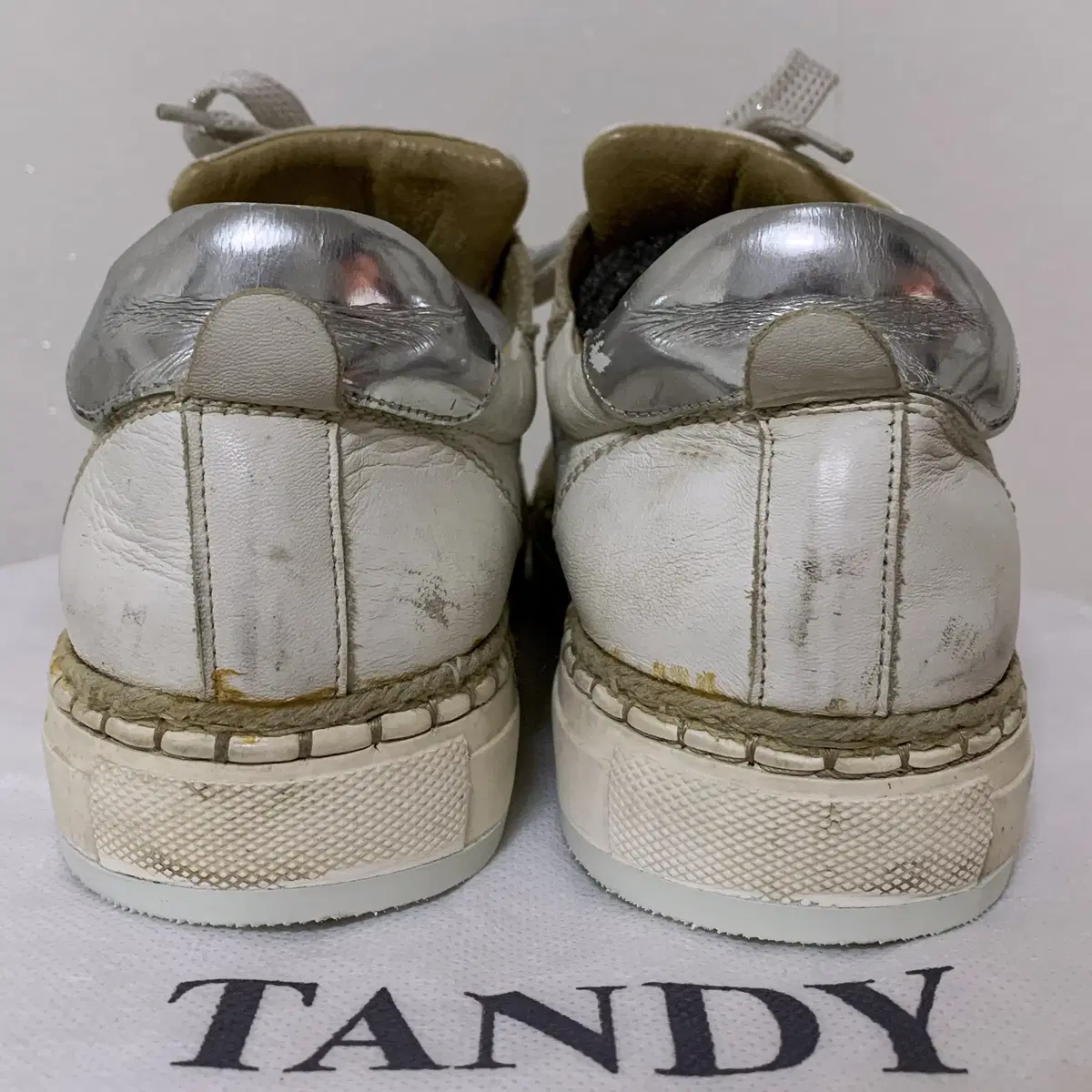 탠디 Tandy 화이트 가죽 캐주얼 빈티지 스니커즈 운동화 235