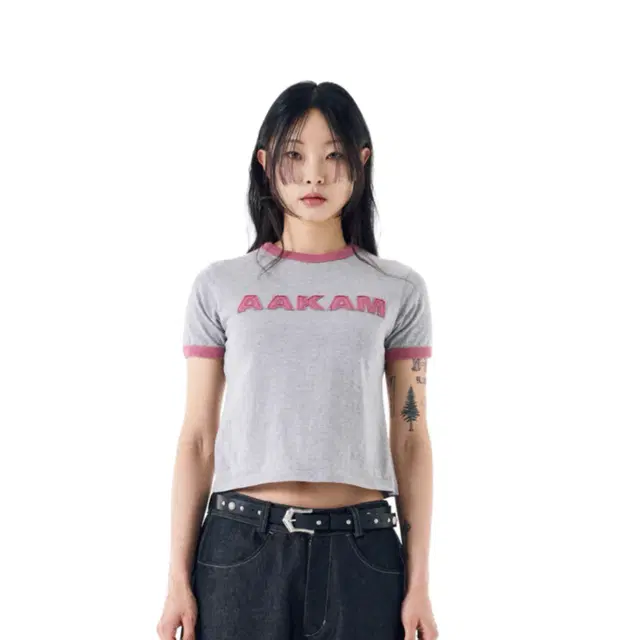 aakam Logo Patch Ringer Top