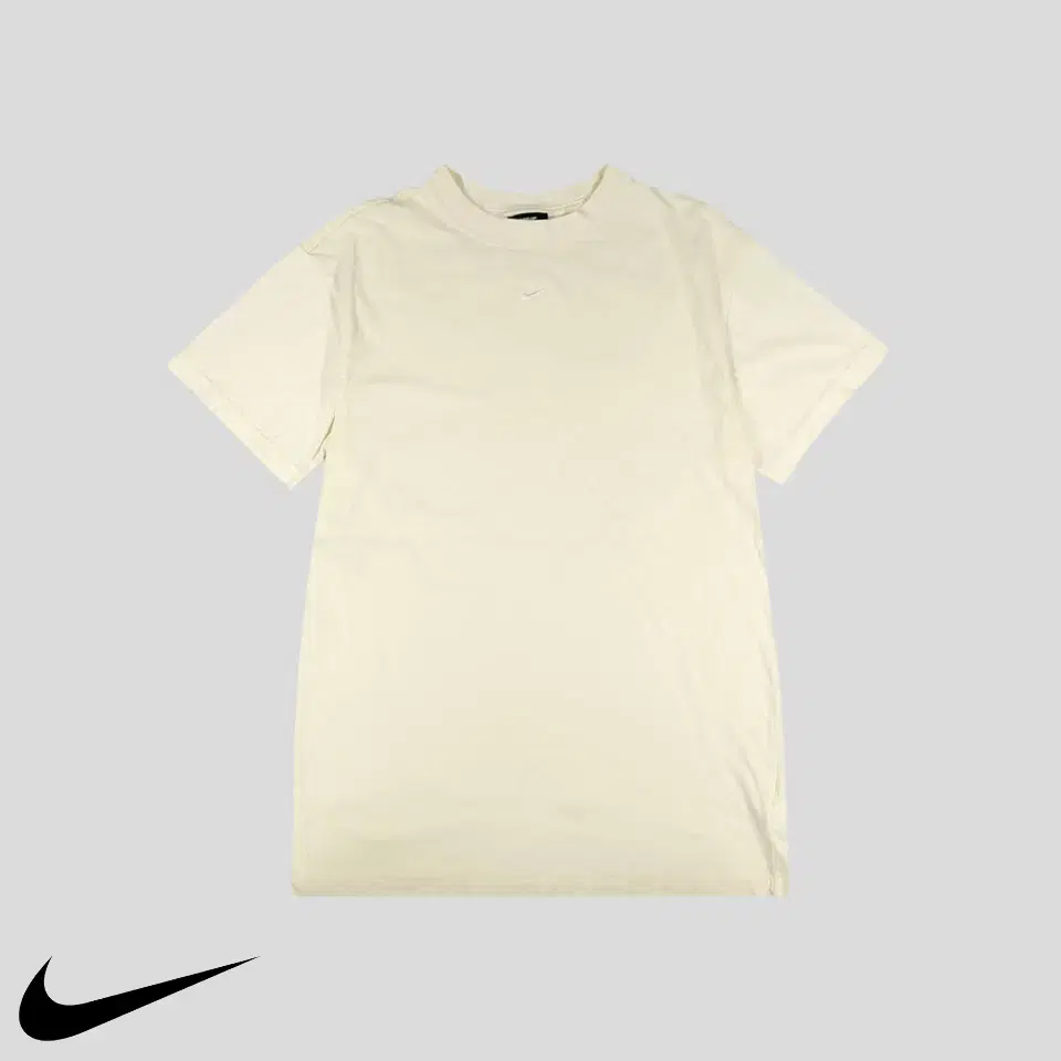 Nike Light Yellow Mid Tiny Swoosh 100% Cotton Round Neck Short Sleeve T-Shirt