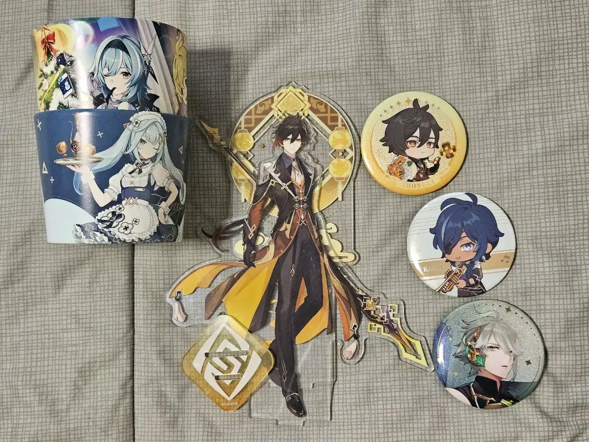 Genshin Impact Palm Official Acrylic Stand & Palm/Alhightam/Keya Can Badge & Cup Holder in Bulk