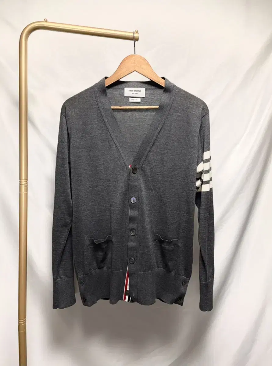 [ Brand new, size 2 ] Thom Browne Merino wool cardigan mid gray from 20 years ago.