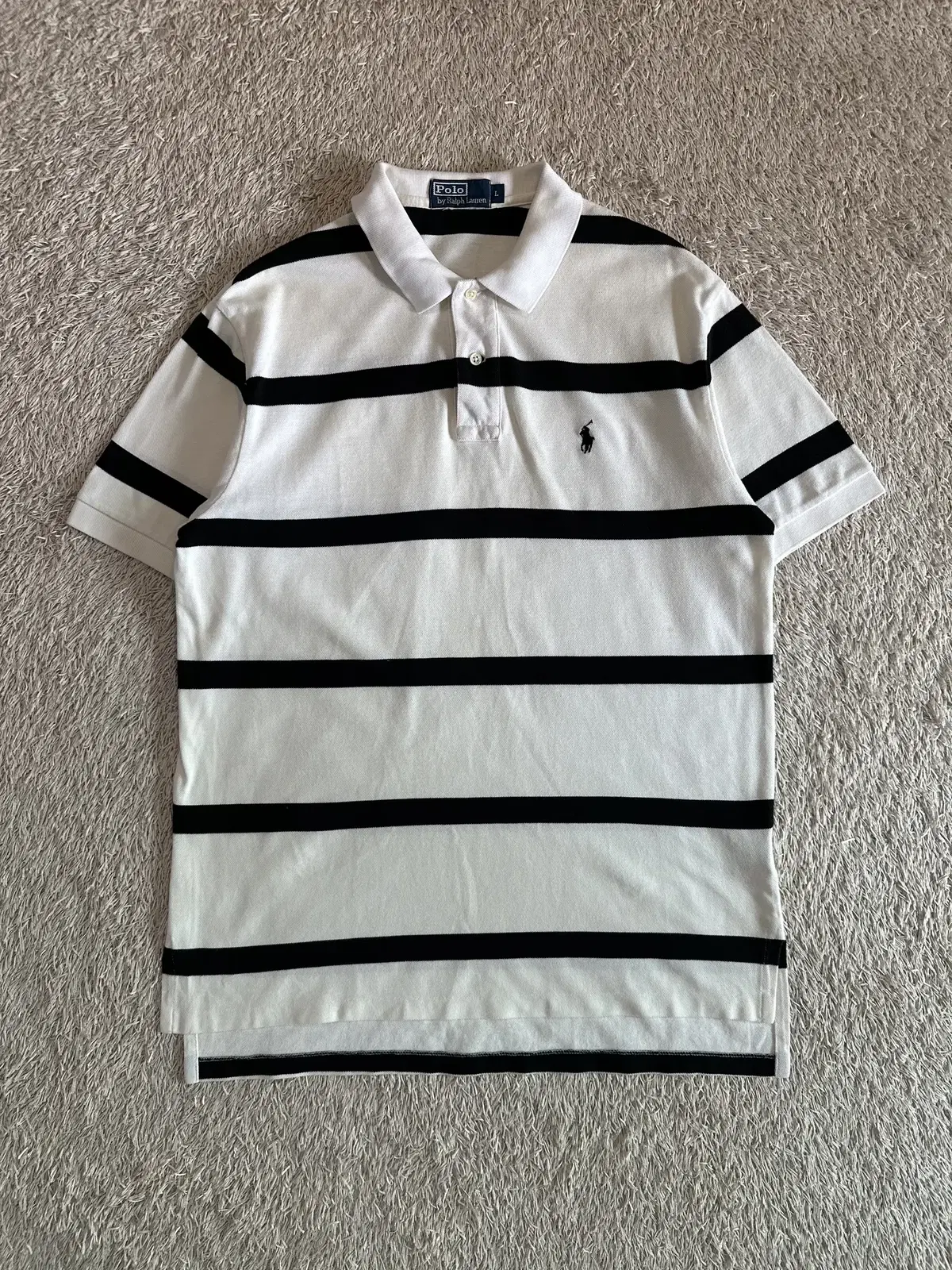 [L] Polo Ralph Lauren POLO Striped Black Pony Short Sleeve Karati