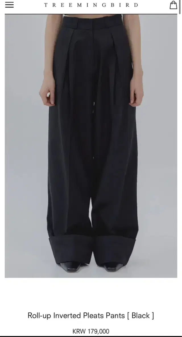 트리밍버드 roll-up inverted pleats pants