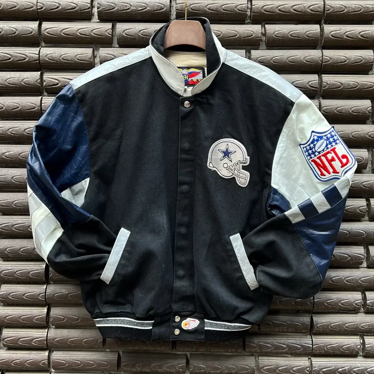 90s 제프해밀턴 NFL 댈러스카우보이스 가죽 바시티자켓