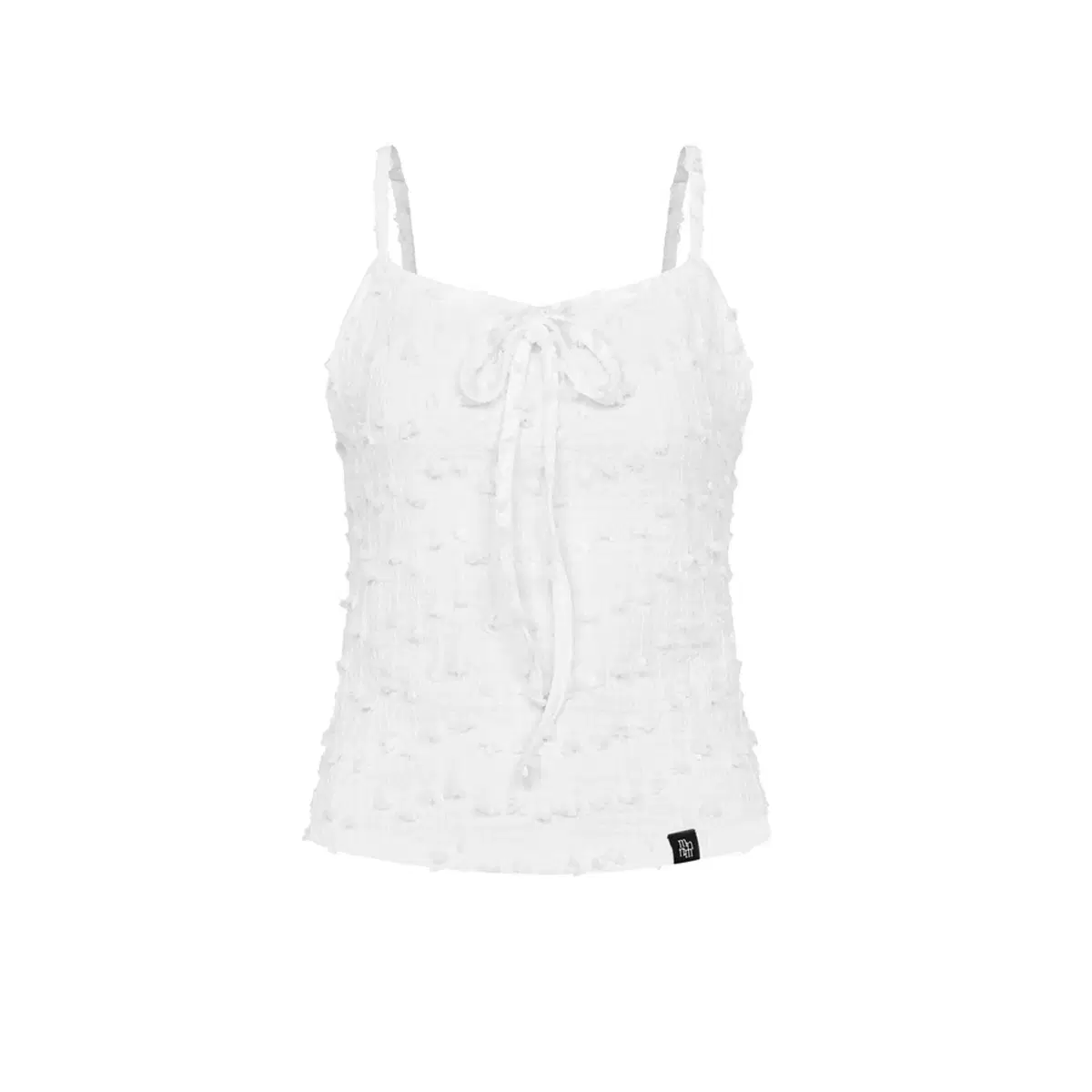 [mnem] pompom ribbon sleeveless (white)