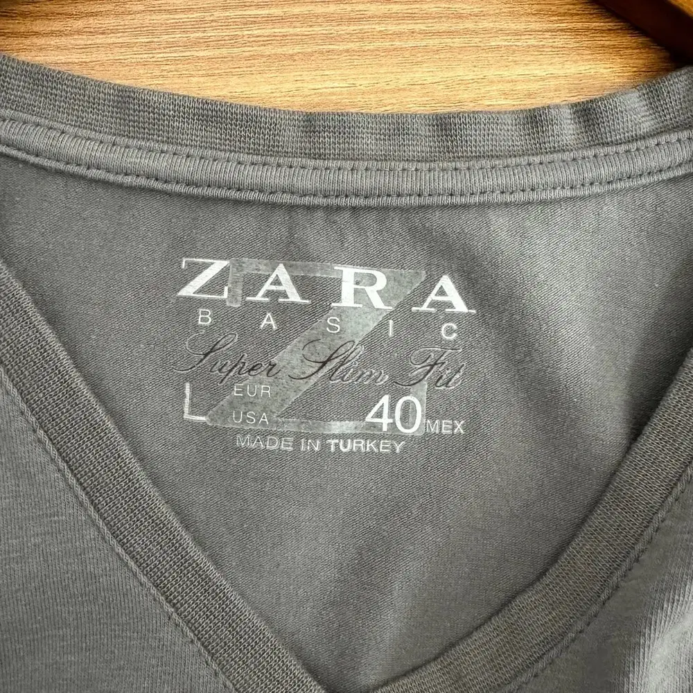 ZARA 자라 베이직 브이넥 반팔 티셔츠 (L size / GRAY)