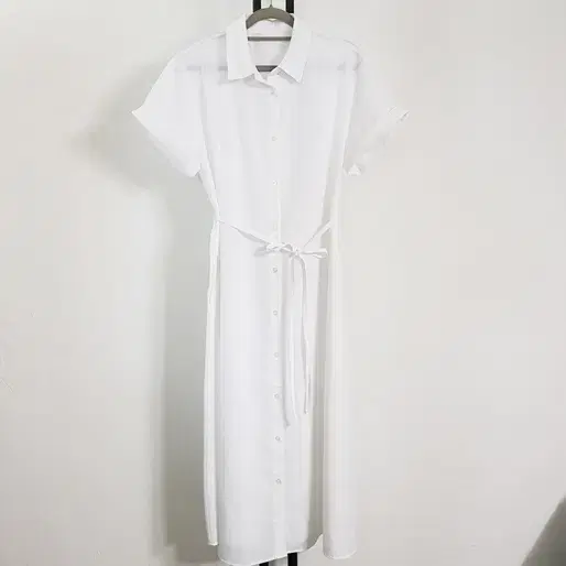 white short sleeve kara belted shirt long ONEPIECE