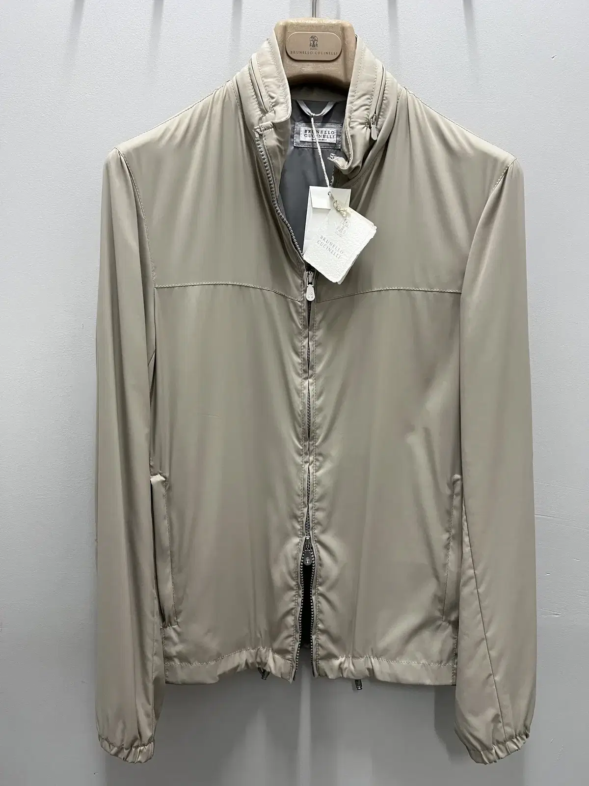 Brunello Cucinelli Beige nylon bomber jacket