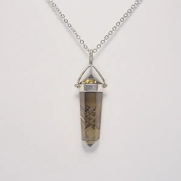 연수정 6각 목걸이 smoky quartz pendant